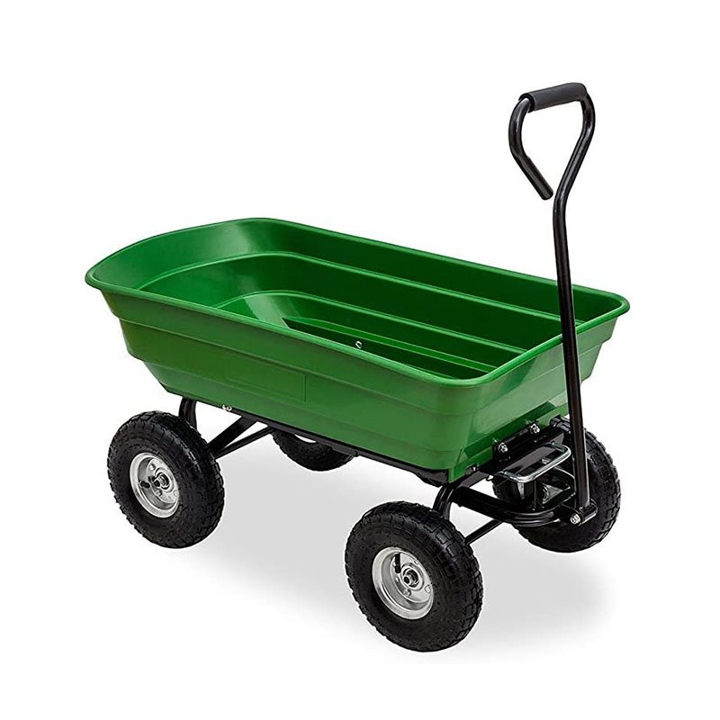 75 Litre Large Garden Cart Heavy Duty 4 Wheel Trolley Dump Wheelbarrow Tipping Truck Trailer-TC2145